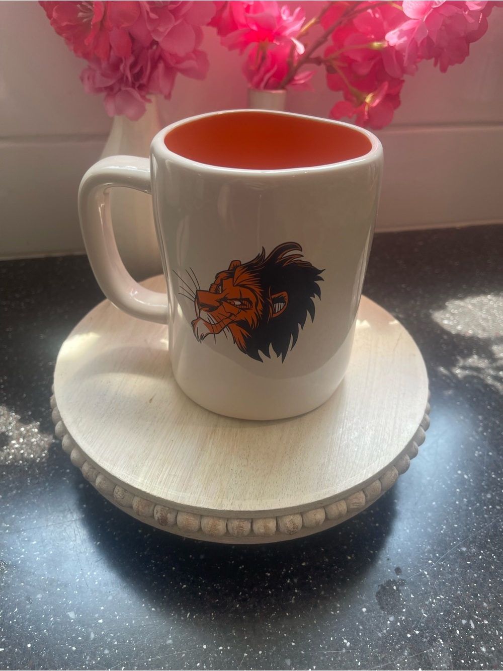 Rae Dunn White Mug with Orange Interior - "Long Live The King" - Picture 2 of 4